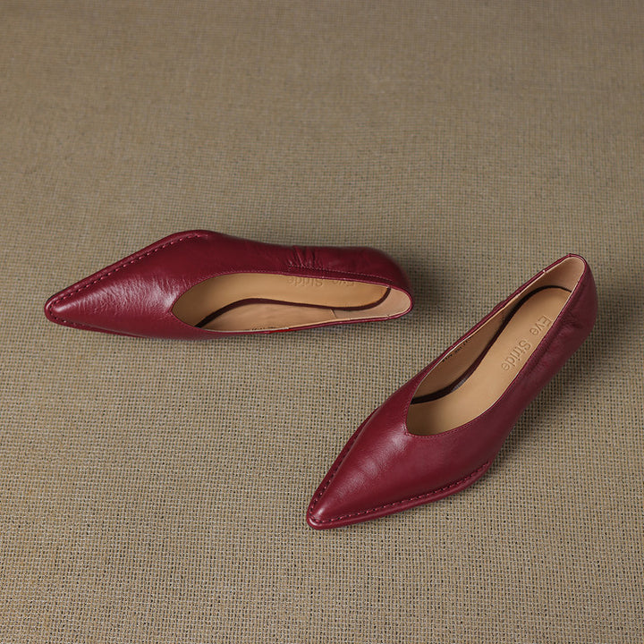 Emma Genuine Leather Pointed-Toe Heels