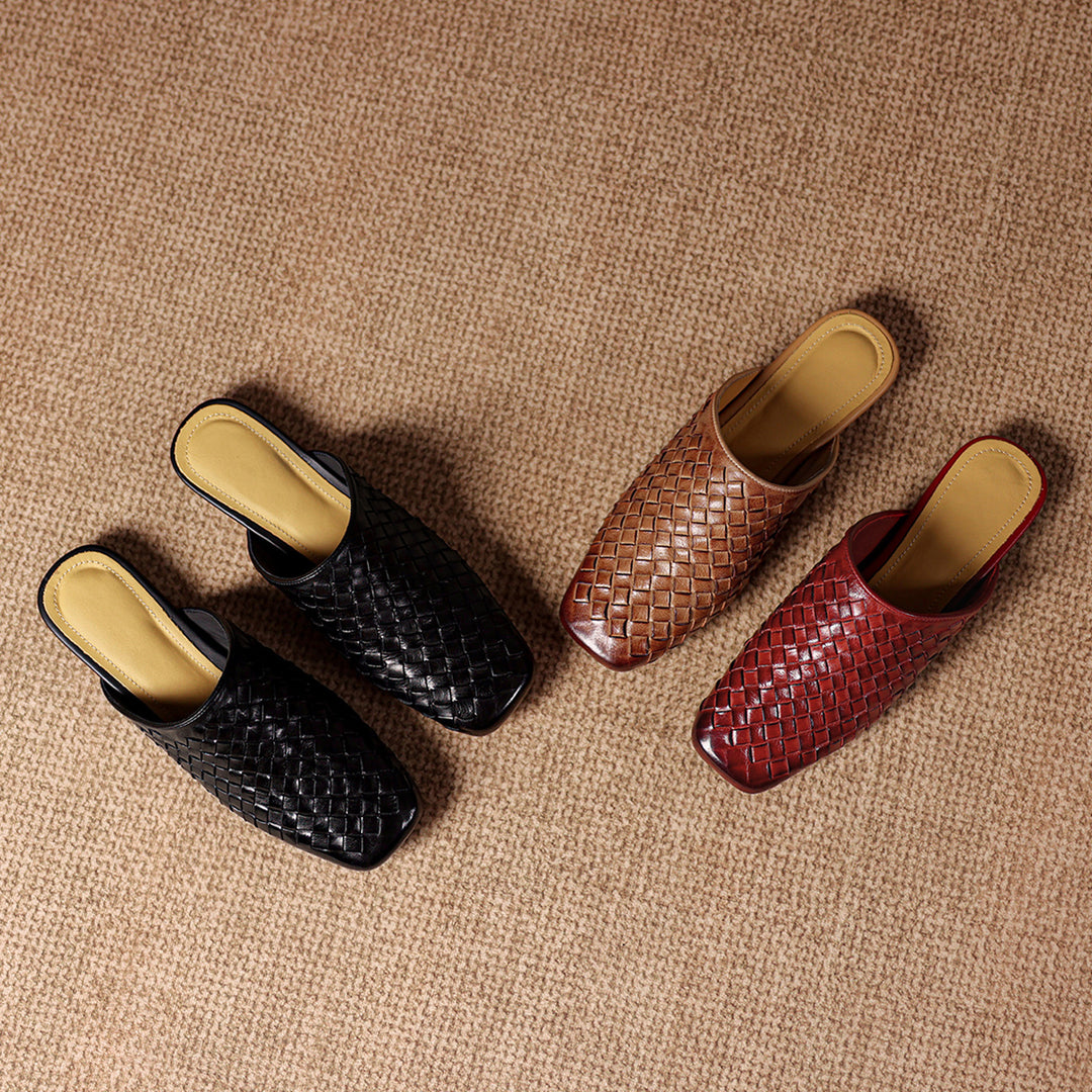 Amani Woven Genuine Leather Slip-On Mule