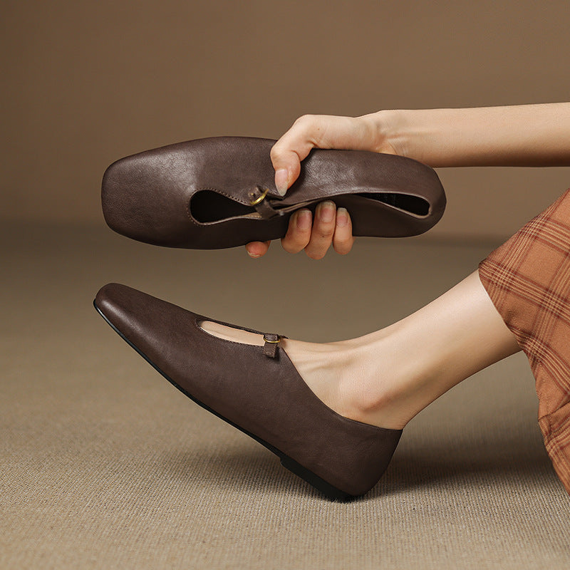 Kleva Genuine Leather Mary Jane Flats