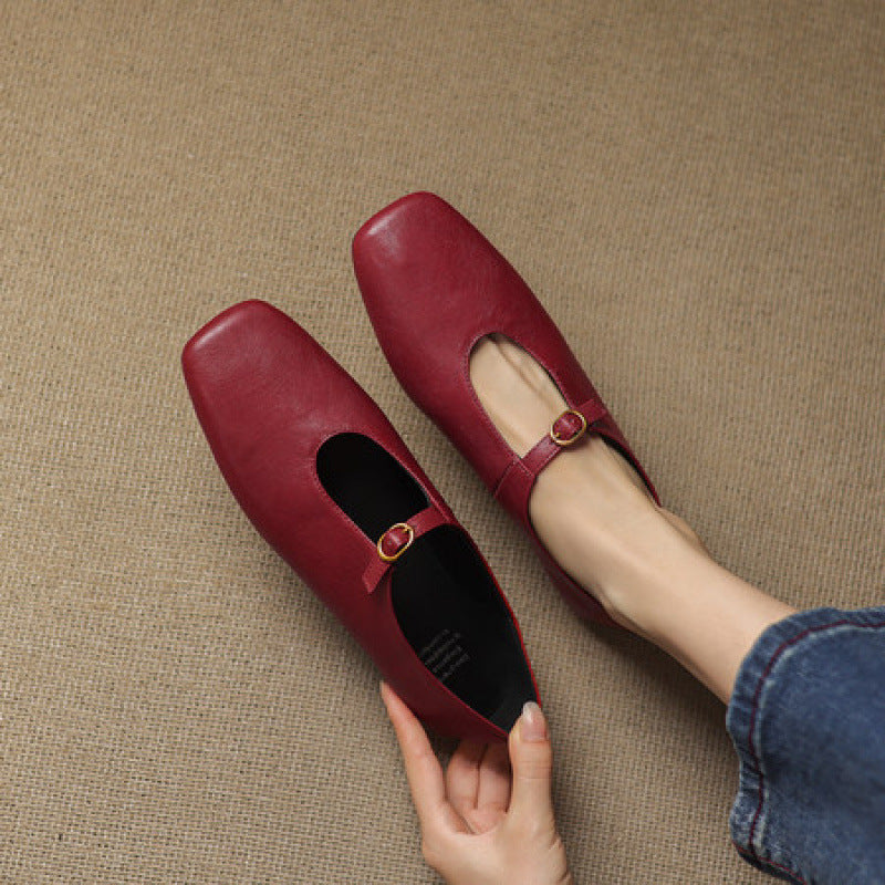 Kleva Genuine Leather Mary Jane Flats