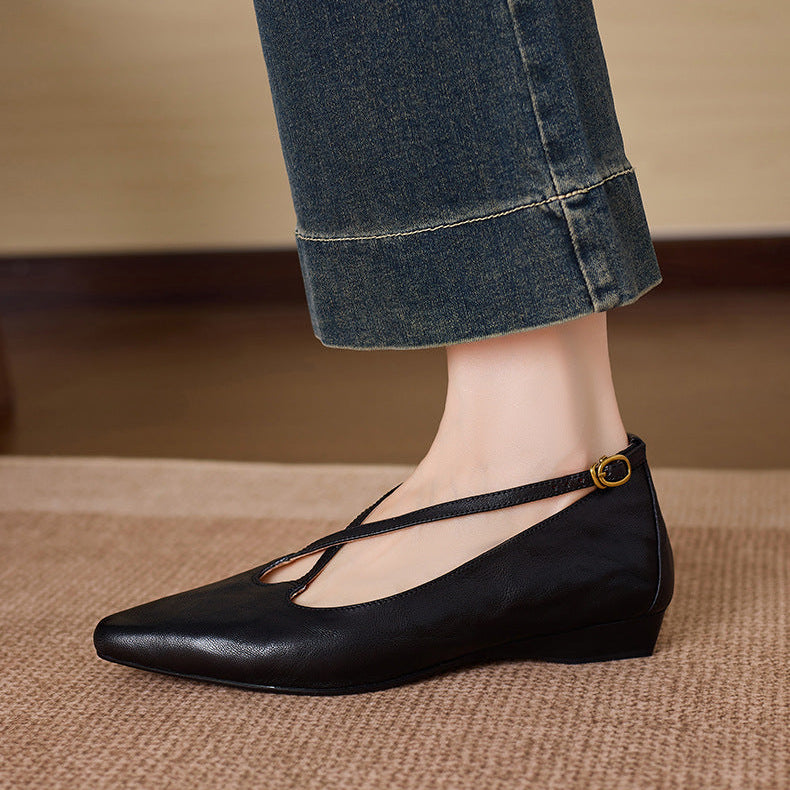 Ciela Genuine Leather Cross Strap Flats