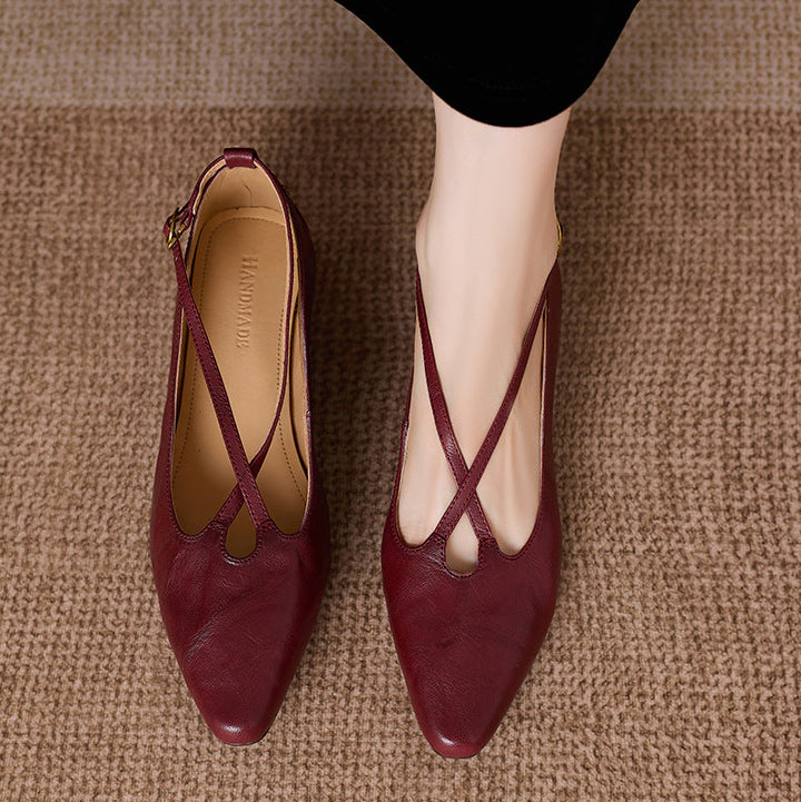 Ciela Genuine Leather Cross Strap Flats
