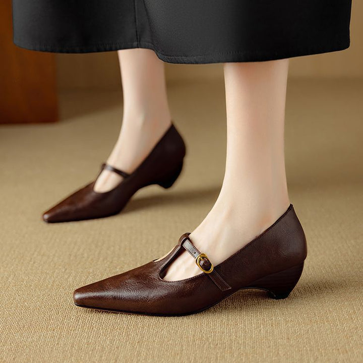 Zuri Genuine Leather T-Strap Mary Jane Pumps
