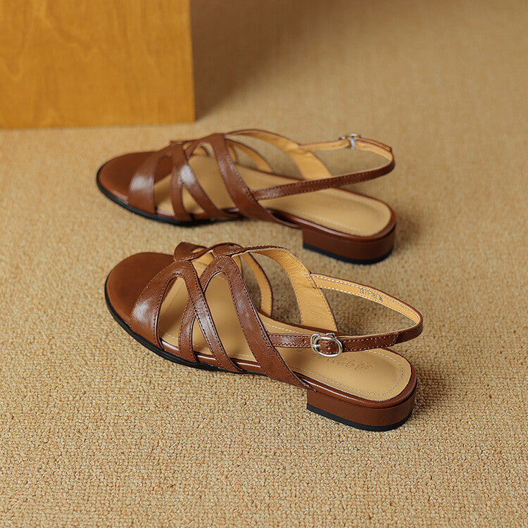 Bellina Genuine Leather Gladiator Slingback Sandals