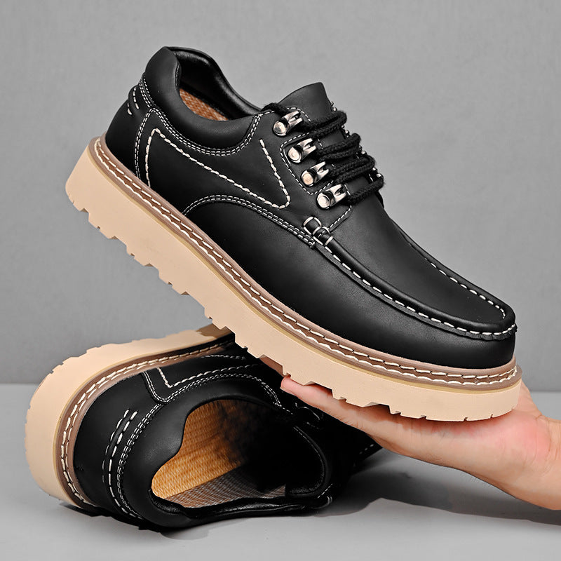Rowen Genuine Leather Lace-Up Moc Toe Shoes