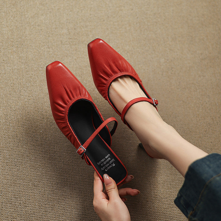 Zeva Genuine Leather Mary Jane Mules