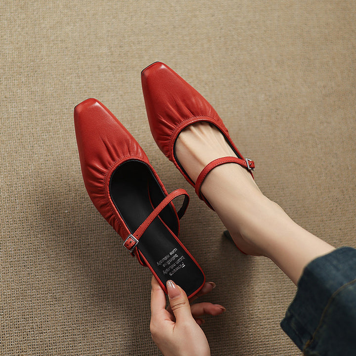 Zeva Genuine Leather Mary Jane Mules