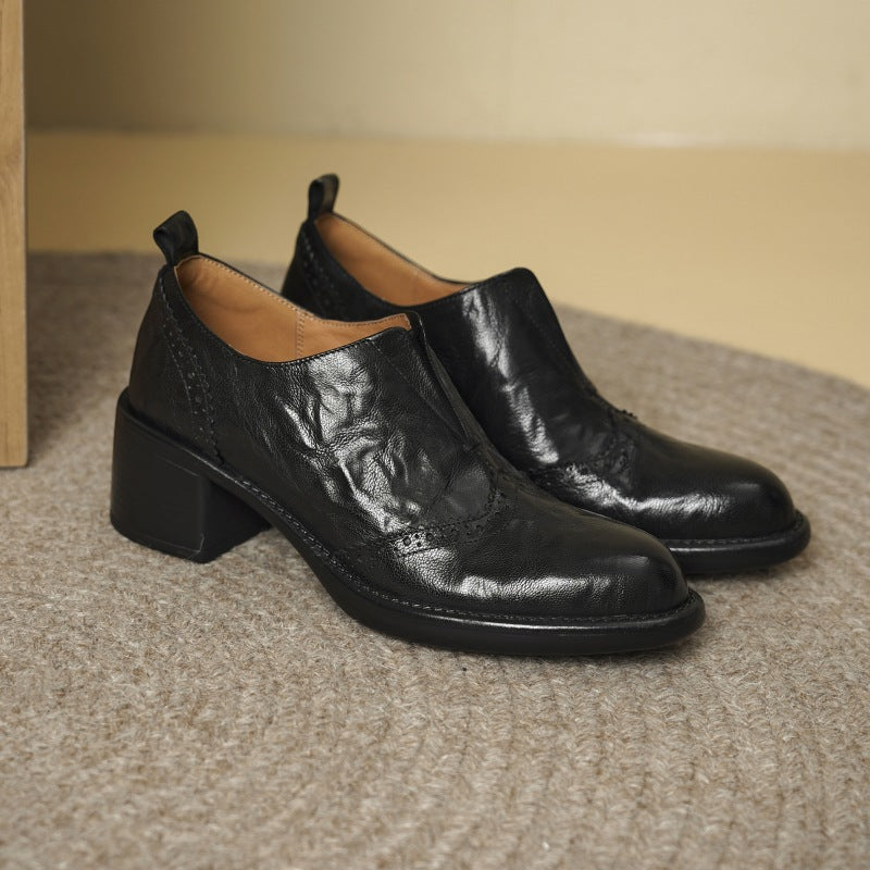 Everett Genuine Leather Wingtip Platform Shoes