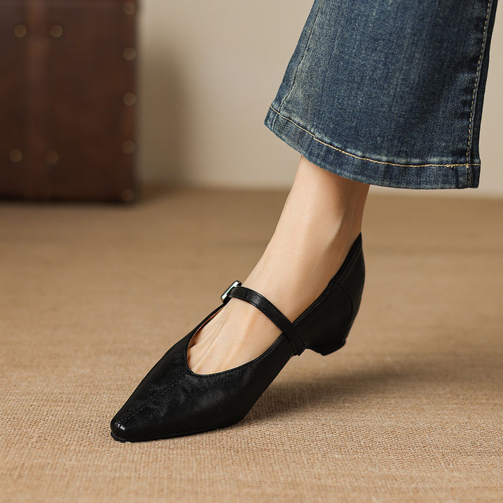 Odet Genuine Leather Mary Jane Flats
