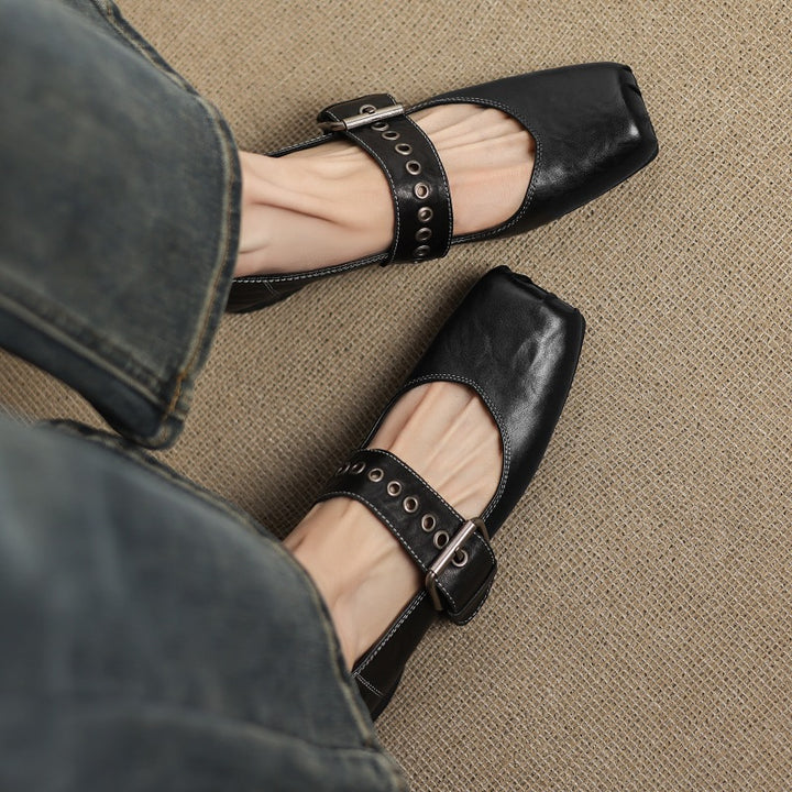 Clera Genuine Leather Mary Jane Pumps