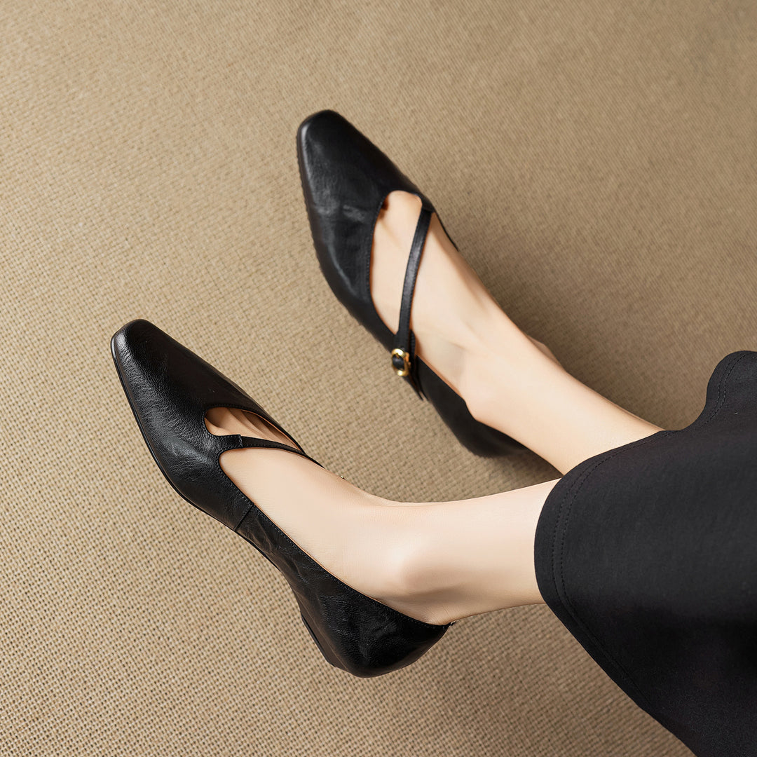 Elaria Genuine Leather Mary Jane Pumps