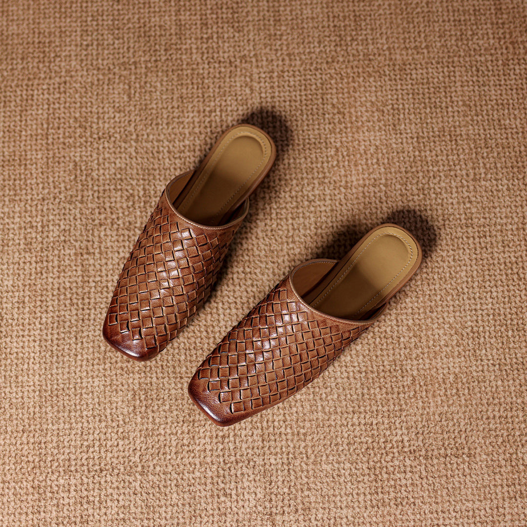 Amani Woven Genuine Leather Slip-On Mule