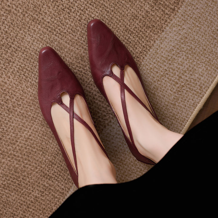 Ciela Genuine Leather Cross Strap Flats