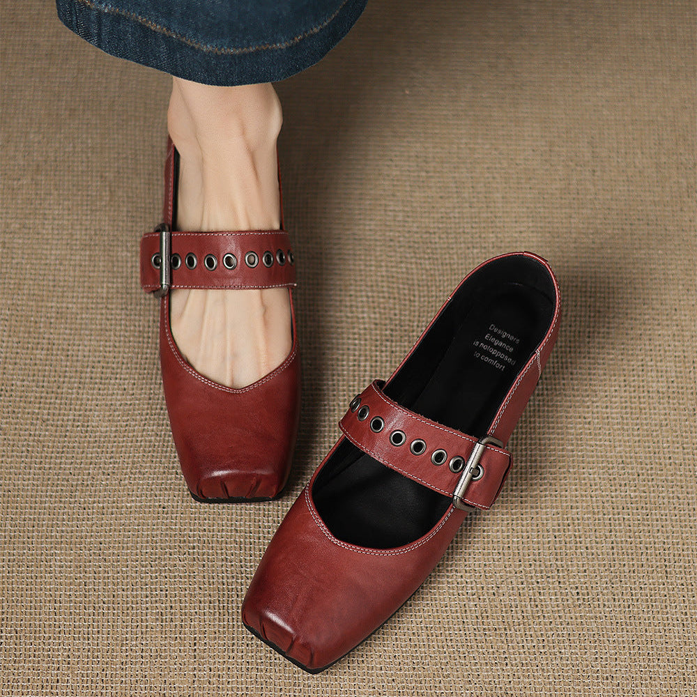 Clera Genuine Leather Mary Jane Pumps