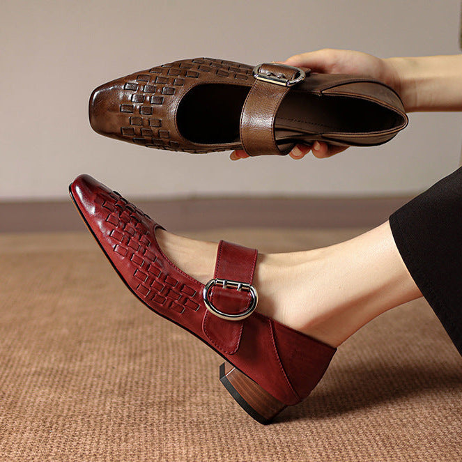 Daria Genuine Leather Mary-Jane Pumps