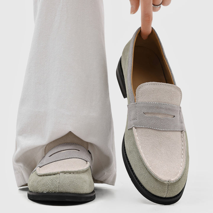 Milan Cowhide Suede Penny Loafers