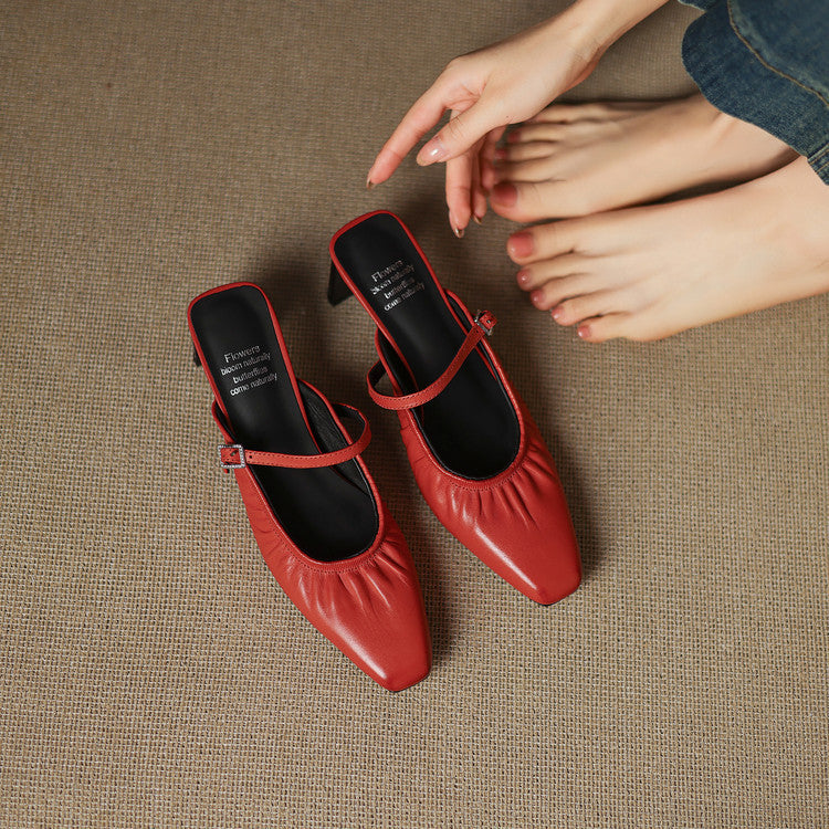 Zeva Genuine Leather Mary Jane Mules