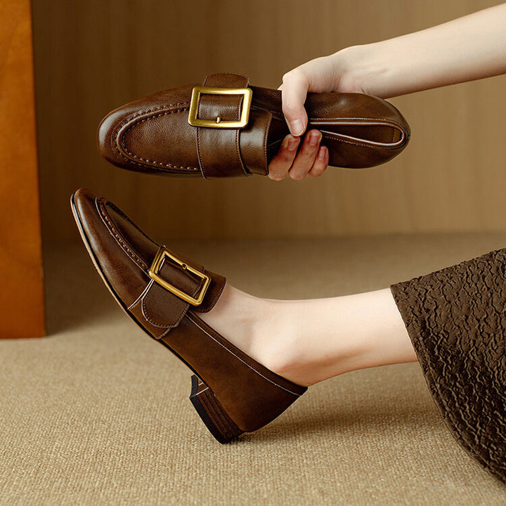 Rizon Genuine Leather Belt Buckle Shoes