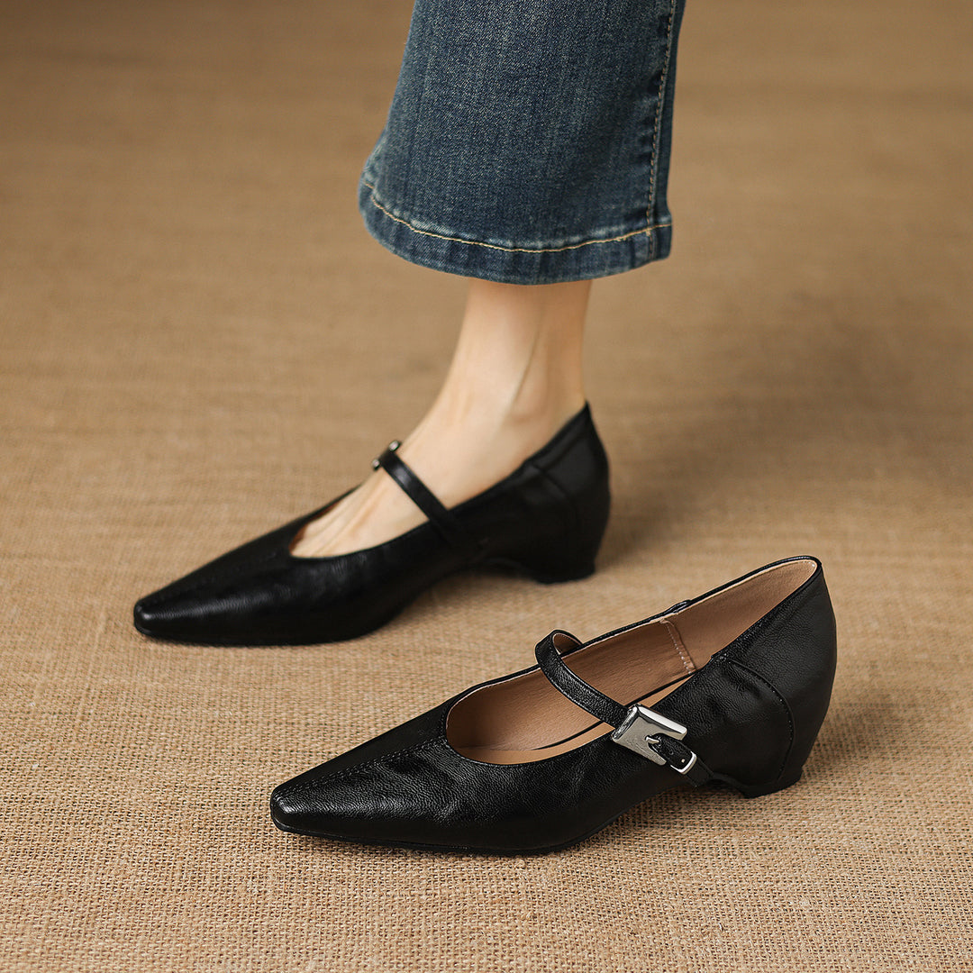 Odet Genuine Leather Mary Jane Flats