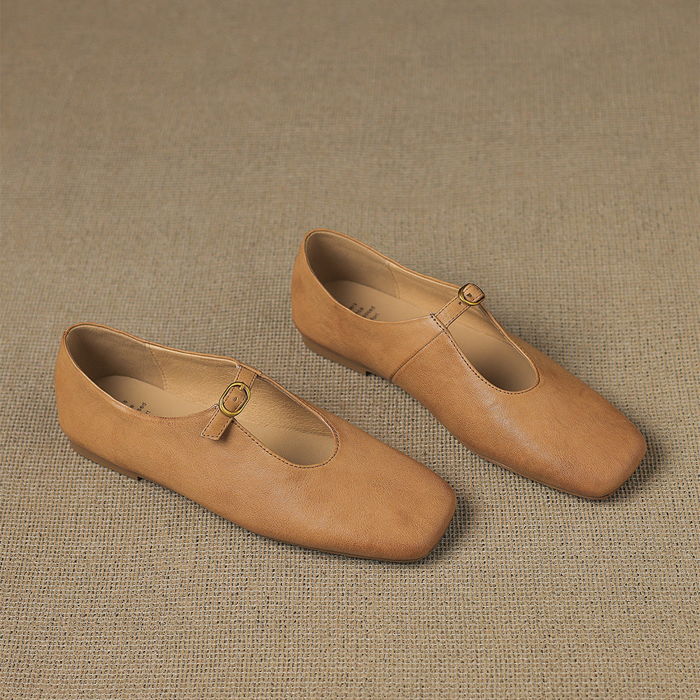 Kleva Genuine Leather Mary Jane Flats