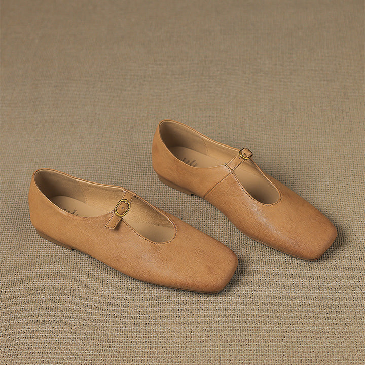 Kleva Genuine Leather Mary Jane Flats