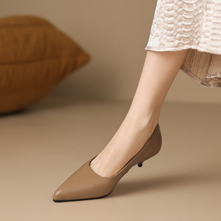 Zera Genuine Leather Pointed-Toe Heel Pumps