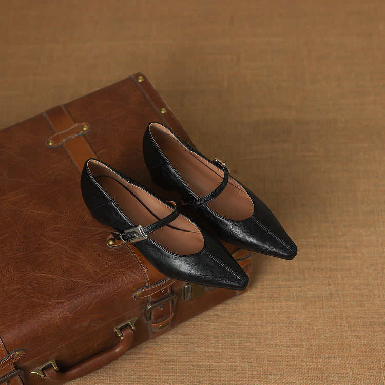 Odet Genuine Leather Mary Jane Flats