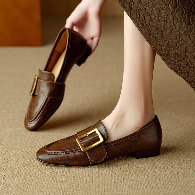 Rizon Genuine Leather Belt Buckle Shoes