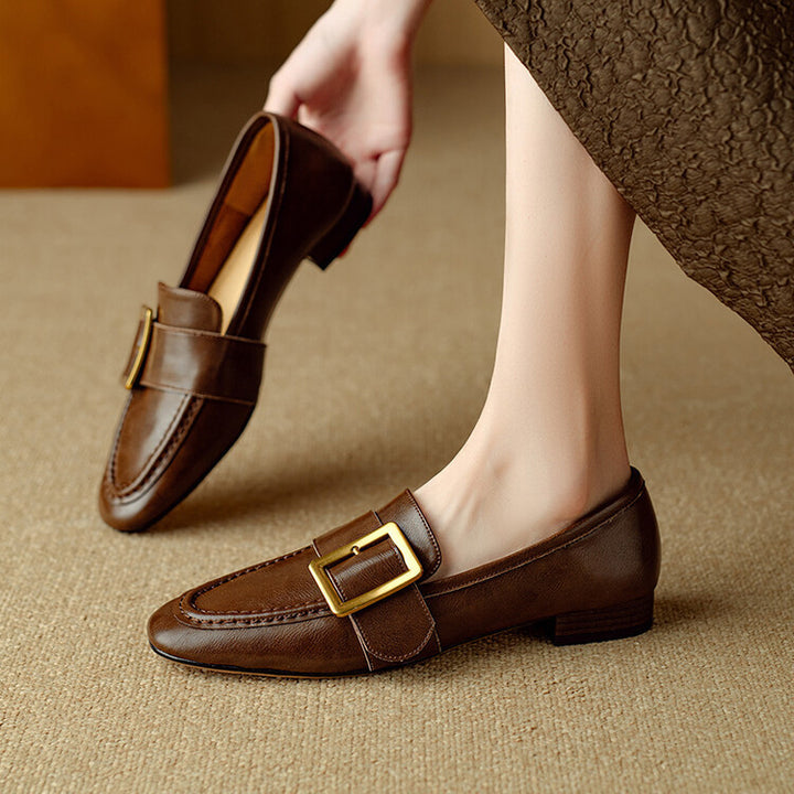 Rizon Genuine Leather Belt Buckle Shoes