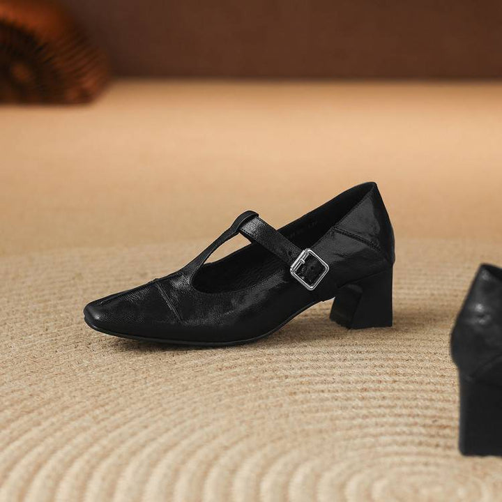 Eden Genuine Leather T-Strap Heels