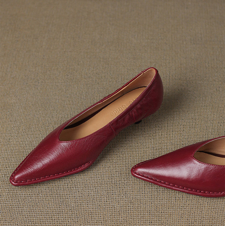 Emma Genuine Leather Pointed-Toe Heels