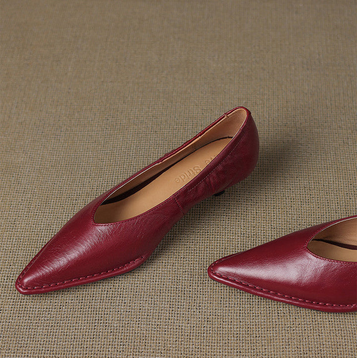 Emma Genuine Leather Pointed-Toe Heels