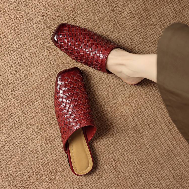 Amani Woven Genuine Leather Slip-On Mule