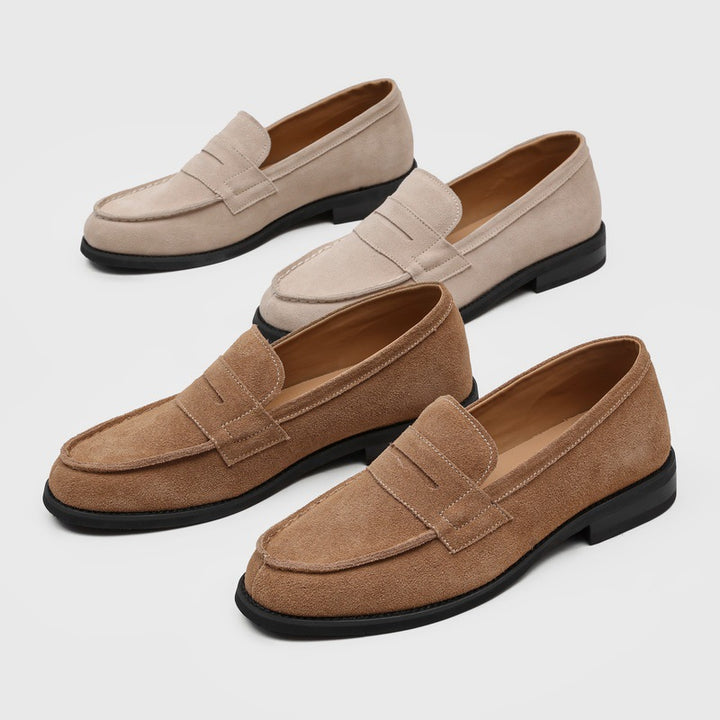 Milan Cowhide Suede Penny Loafers