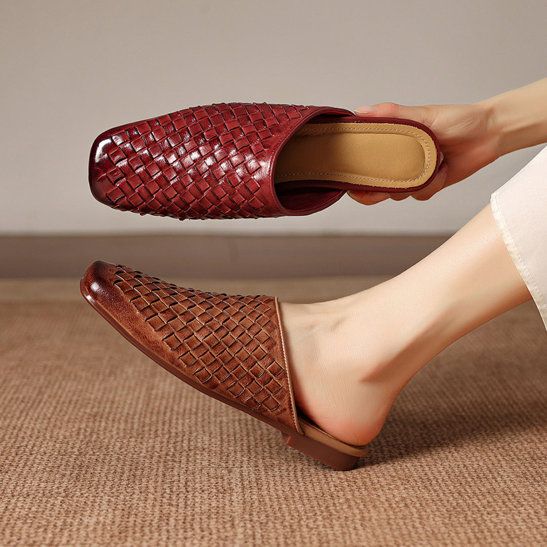 Amani Woven Genuine Leather Slip-On Mule