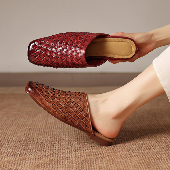 Amani Woven Genuine Leather Slip-On Mule