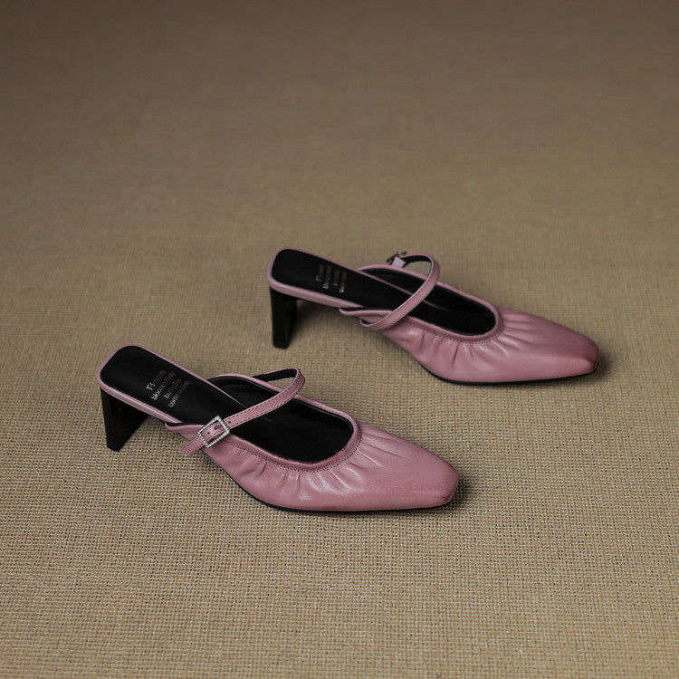 Zeva Genuine Leather Mary Jane Mules