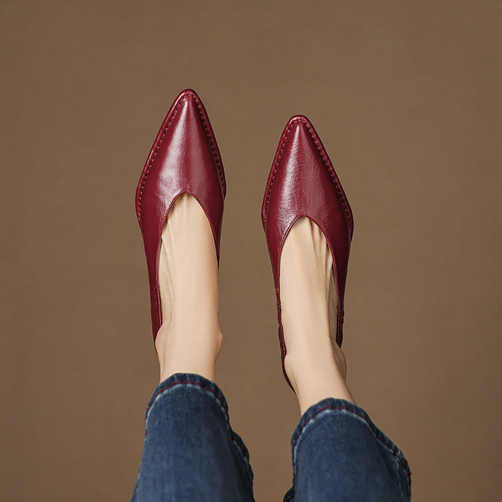 Emma Genuine Leather Pointed-Toe Heels