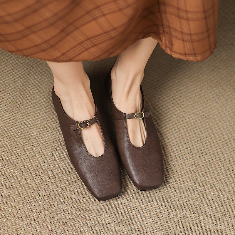 Kleva Genuine Leather Mary Jane Flats