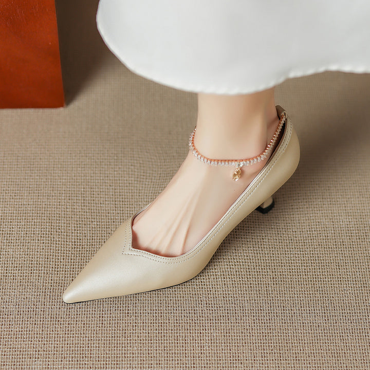 Raya Genuine Leather Rhinestone Anklet Pumps