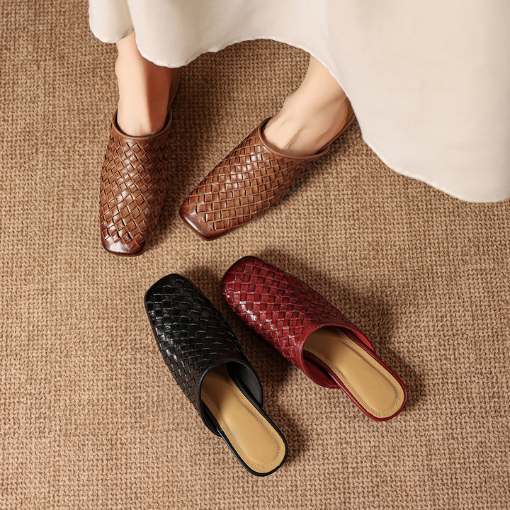Amani Woven Genuine Leather Slip-On Mule