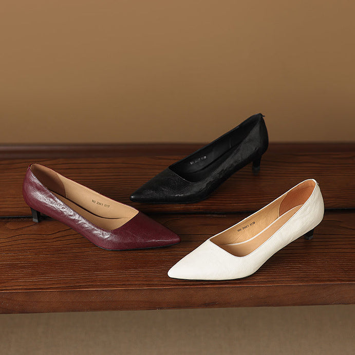 Avia Genuine Leather Pointed-Toe Heels