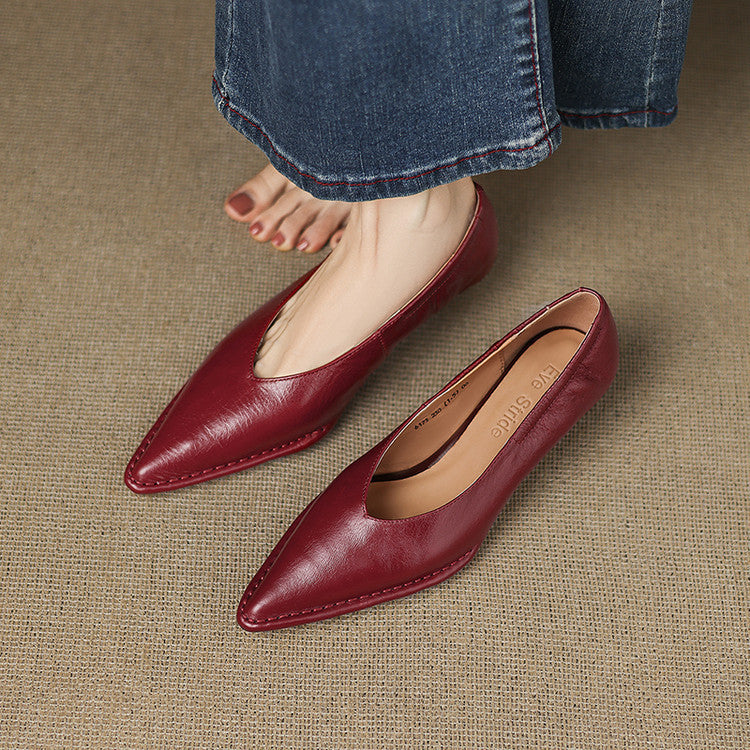 Emma Genuine Leather Pointed-Toe Heels