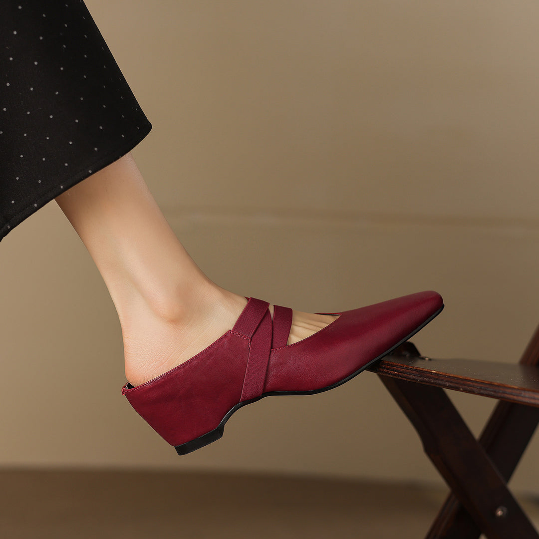 Maren Genuine Leather Square-Toe Mules