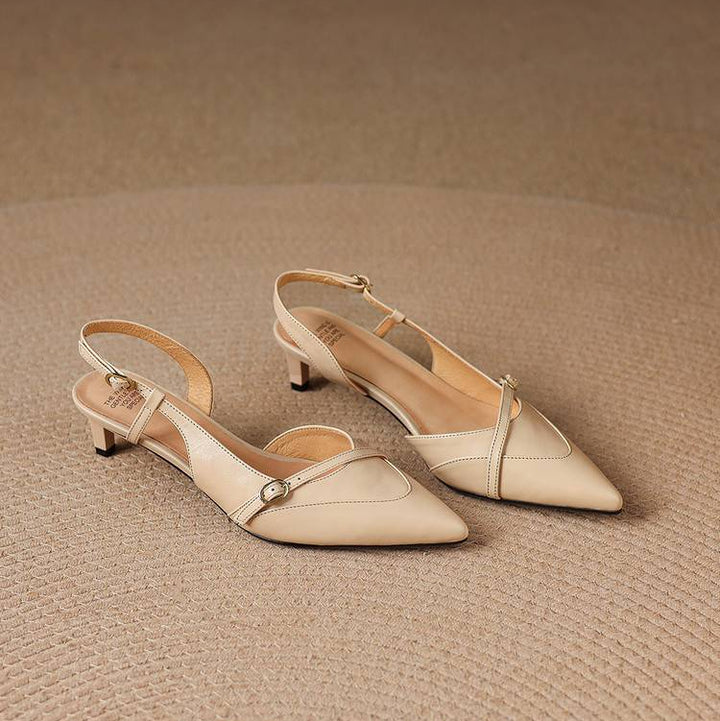 Elise Genuine Leather Pointed-Toe Slingback Heels