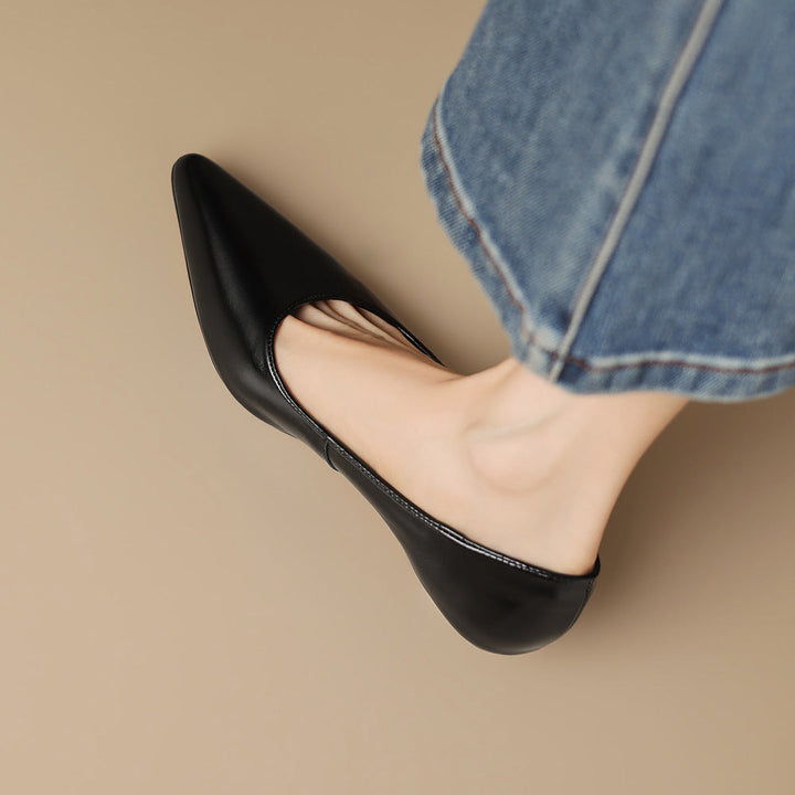 Zera Genuine Leather Pointed-Toe Heel Pumps