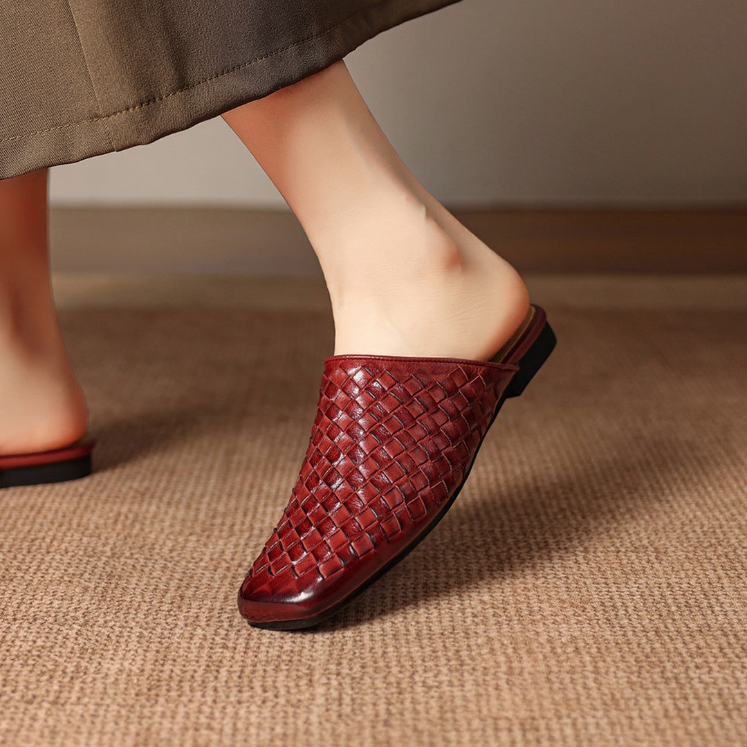 Amani Woven Genuine Leather Slip-On Mule