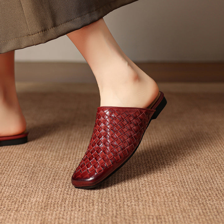 Amani Woven Genuine Leather Slip-On Mule