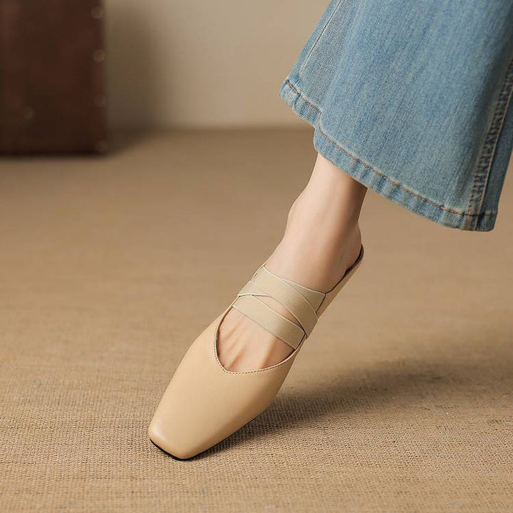Maren Genuine Leather Square-Toe Mules