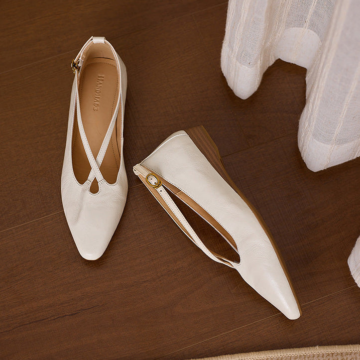 Ciela Genuine Leather Cross Strap Flats